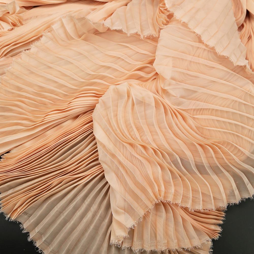 Handmade Pleated Organza Fabric Light Chiffon DIY Material New Wrinkled Cloth Fabric  Summer
