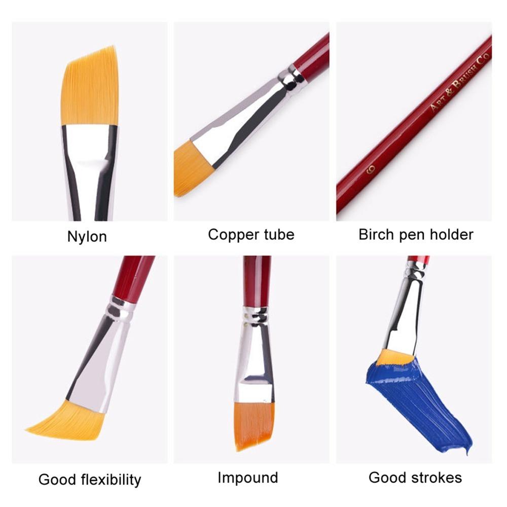 7PCS Angled Bristle Tips Short Handle Art Brush Set Acrylic Painting Brushes Acrylic Painting