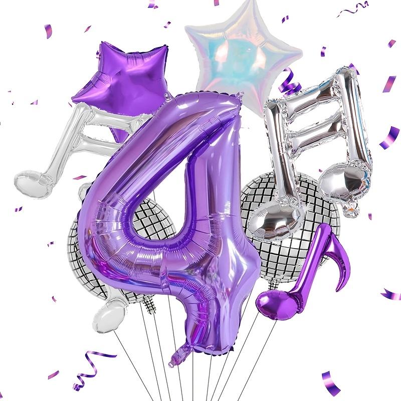 Purple Music Theme Party Supplies 0-9 Digital Balloon Set 32 Inch Large Aluminum Foil Balloon Birthday Party and Carnival Decor