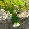 Cartoon Frog Figurine Holding Vase Milk Tea Frog Statue Resin Animal Sculpture Outdoor Garden Flower Pot Hugger Ornament