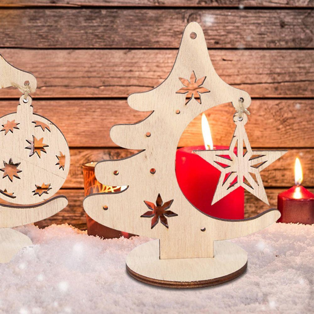 DIY Xmas Tree Ornaments Wooden Merry Christmas Decor Home Desktop Decor