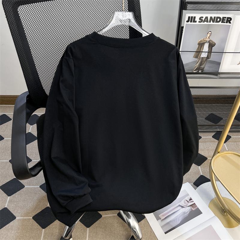 Футболка с длинным рукавом из высококачественного хлопка в американском стиле для мужчин, осенний модный свободный свитер с круглым вырезом, универсальная базовая рубашка