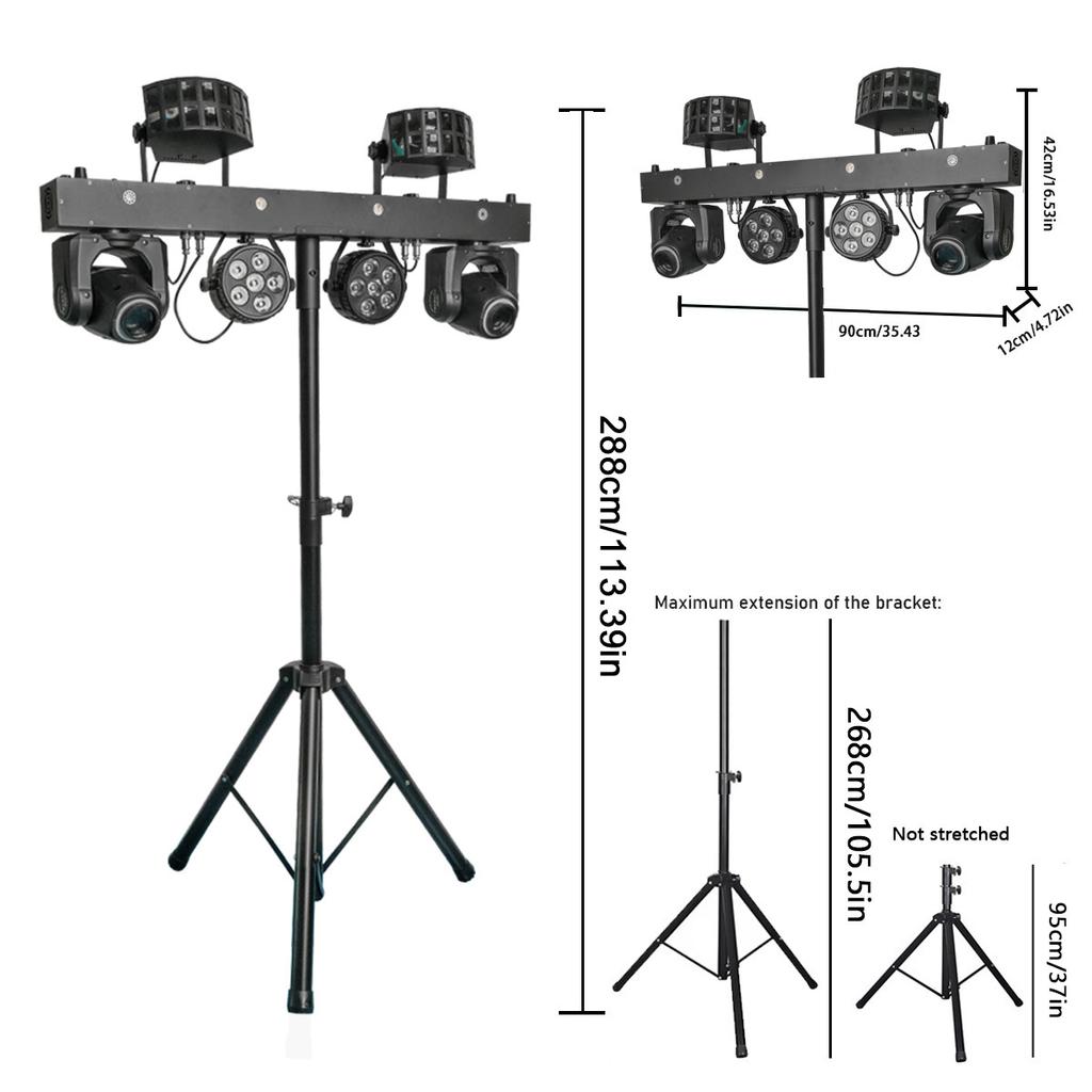 Portable Gig Bar 2x30W RGBW butterfly Strobe Par Moving Head Removable bar Light Disco Dj Party Stage Light With T bar Stand