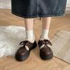 Коричневые туфли на платформе женские 2025 новые британский стиль осень и зима ретро jk универсальные бархатные теплые маленькие кожаные туфли женские