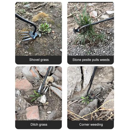 Инструмент для прополки сада, 4-зубчатый съемник для сорняков с длинной ручкой, металлический ручной инструмент для прополки, легкое удаление, уход за газоном, товары для дома