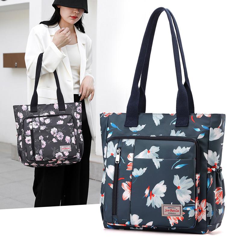 Женская легкая сумка-тоут из нейлона с принтом, сумка через плечо для матери