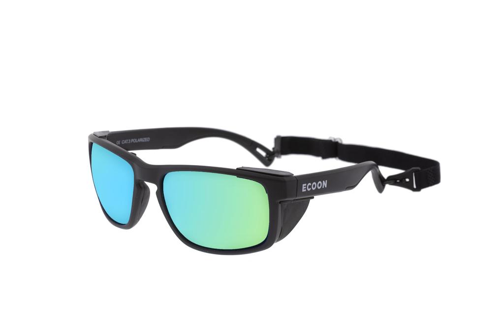 Unisex Le MORNE Sunglasses with Detachable Side UV Black REVO OCN-ECO100-2 Shields, Protection, Lightweight, Durable, (Blue Lenses) [Authentic]