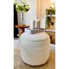 X Large White Tedy Fabric Storage Cylinder Decorative Foldable Armchair Pouf Coffee Table