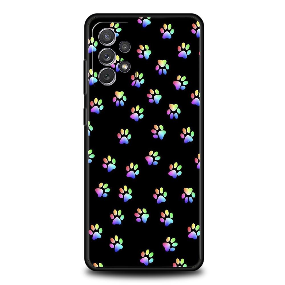 Dog Footprint Paw Cute Phone Case for Samsung Galaxy A15 A14 A25 A54 A34 A51 A71 A72 A73 A32 A52 A11 A21S A31 A41 5G Soft Shell