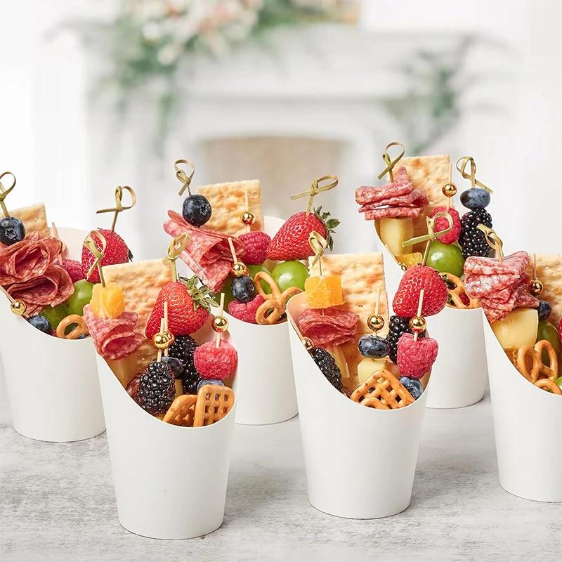 50pcs French Fries Holder Disposable Kraft Paper French Fry Cup Charcuterie Cup Snack Dessert Potato Chips Box Party Supplies