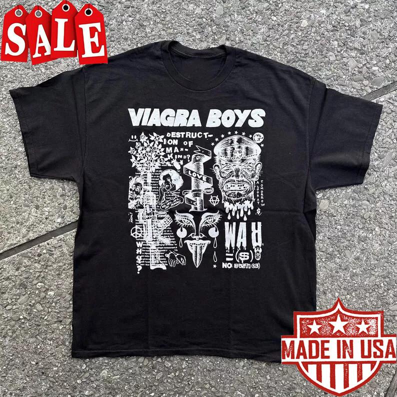 Новая рубашка Viagra Boys Destruction of Mankind Подарок для фанатов Унисекс S-5XL