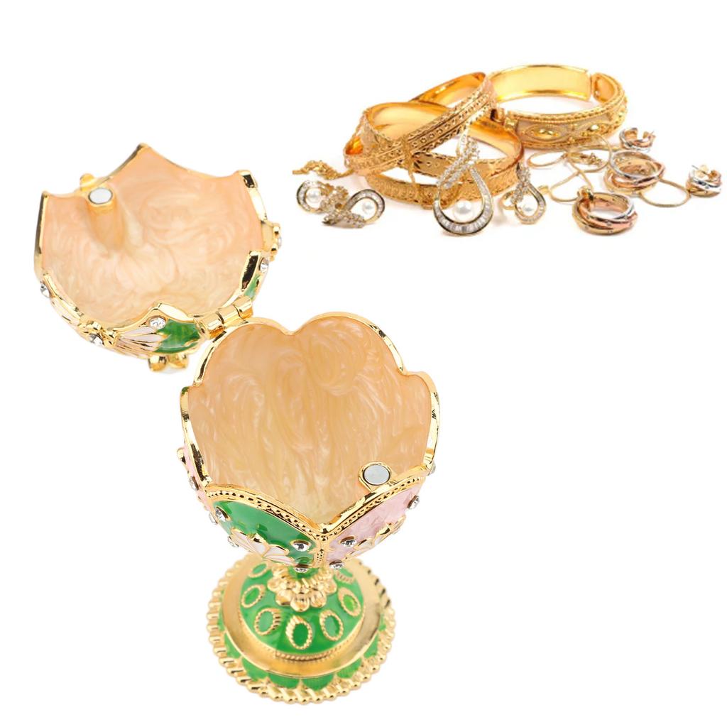 Шкатулка в форме пасхального яйца, ручная роспись, декоративные стразы, сплав, шарнирная, эмалированная, для колец, ожерелий