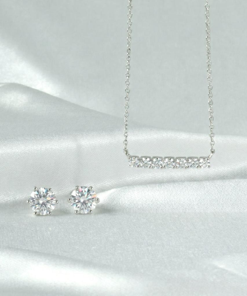 Dieuamour Moissanite 7-Stone Necklace + Earrings Set Gra Certificate