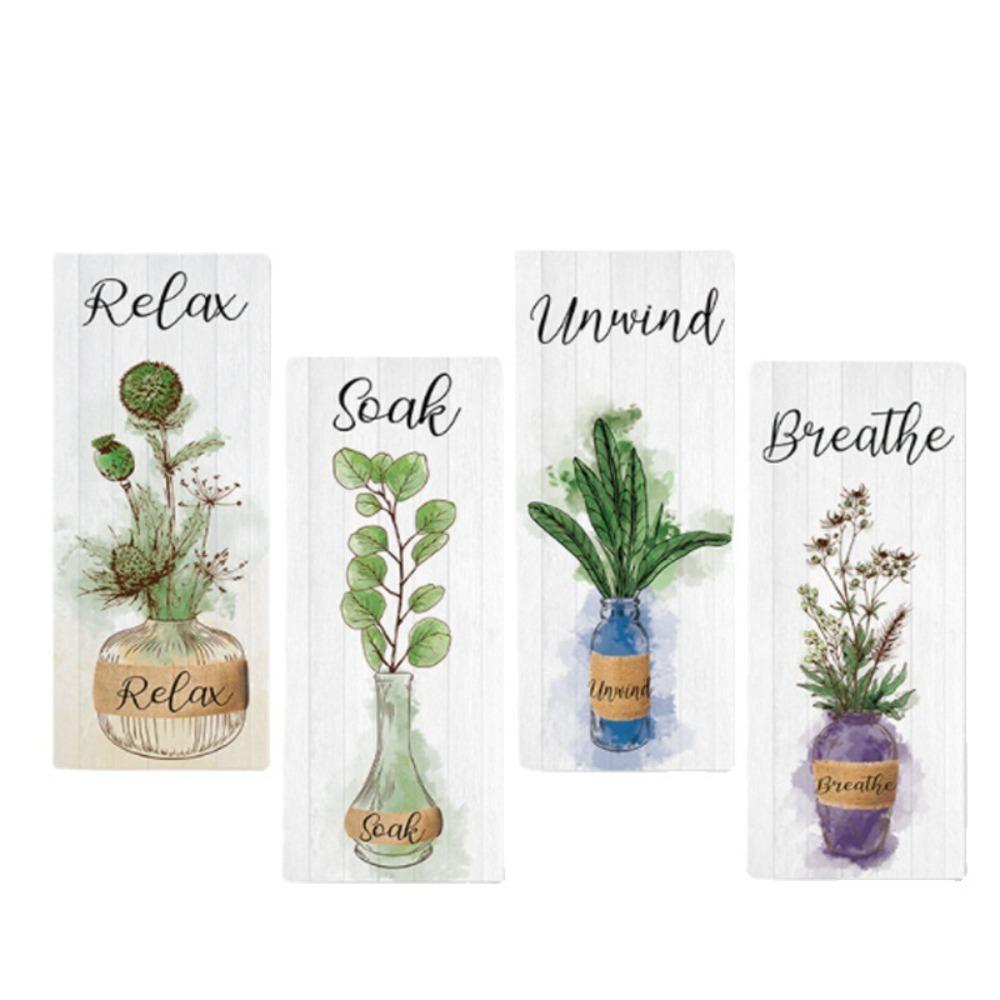 Handmade Plants Hanging Sign Wooden Wall Decor Paintings Wall Plate Floral Wall Art Office