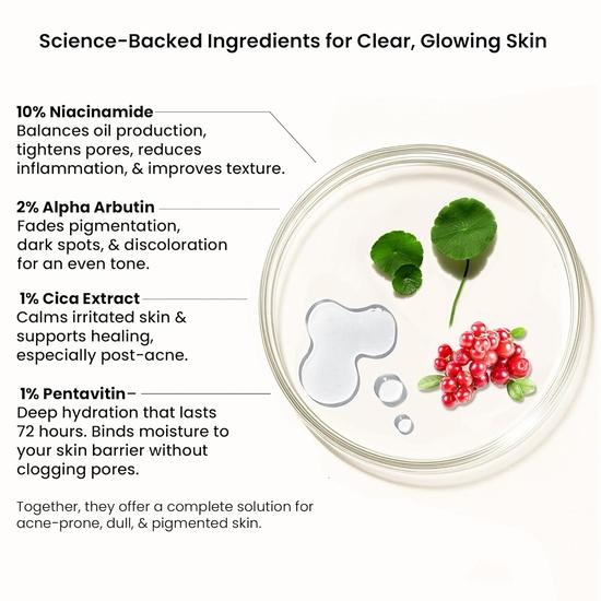 WILD OAK 2% Alpha Arbutin + 10% Niacinamide Face Serum | Alpha Arbutin Is Powerful For Pigmentation, Acne Scars & Spot | 30Ml