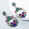 Women Ethnic Bohemia Drop Earrings Titanium Steel Alloy Pendant Earrings Acrylic Colorful Grass Crystal Flower Geometric Ear Ornaments