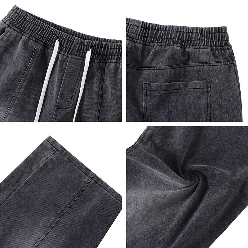 NASA NOAH Men's Washed Wide-Leg 3/4 Length Jeans