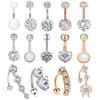 Charming Belly Button Ring Cubic Zirconia 316L Surgical Steel Double Round 1Pc Fashion Sexy Jewelry Piercing  Handmade