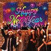 Cartoon Photo Background Banner Festive Happy New Year Decorations  Bar Decoration