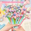 10Pcs/Lot Cute Fabric Tulip Flower Gel Pen 0.5mm Black Ink Cartoon Neutral Pens Stationery School Office Signature Pen Gifts