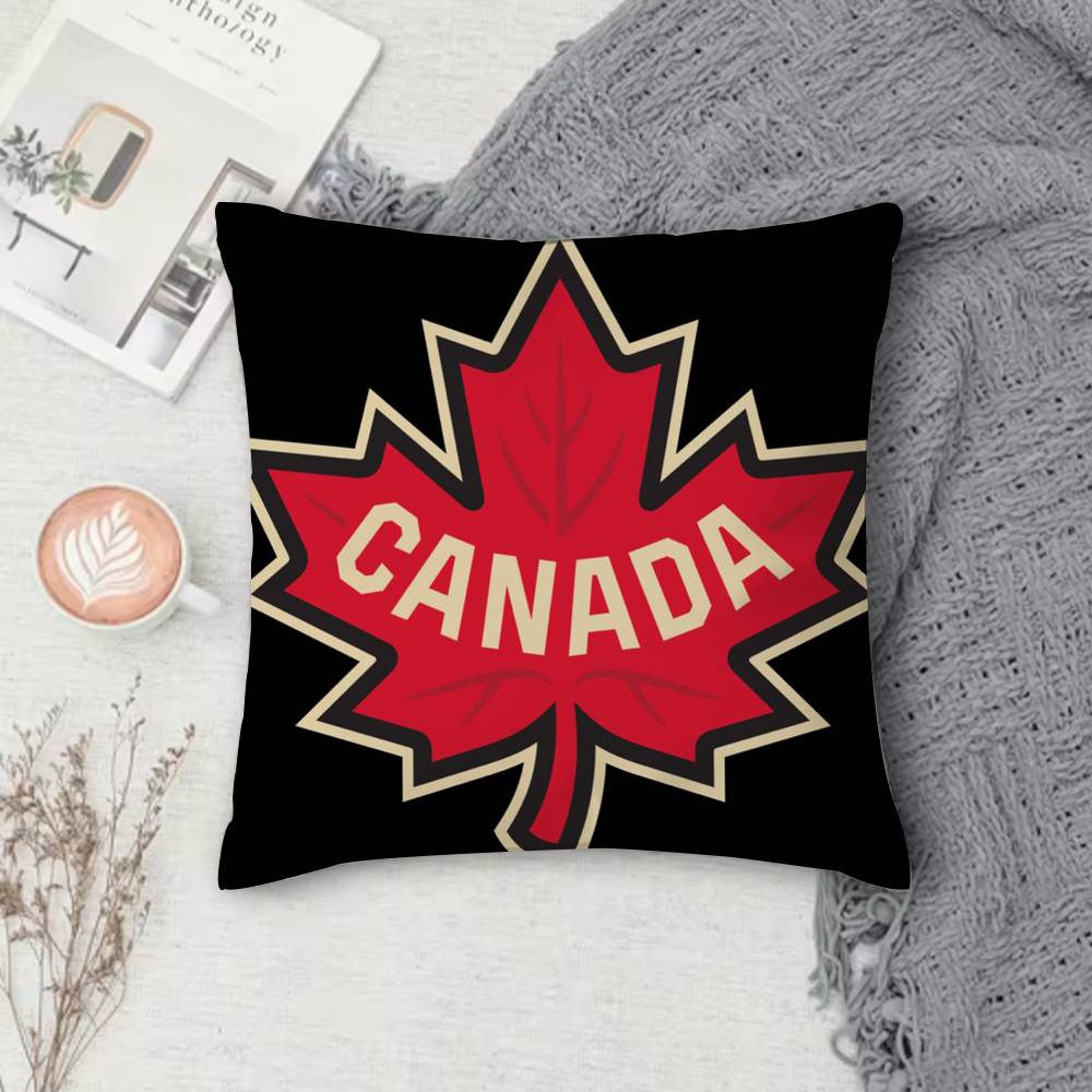 Canada Maple Leaf National Team Double-Sided Printed Square Decorative Cushion Cover For Sofa Living Room Home Decor