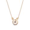 Happiness Horseshoe Necklace with Choice of Birthstone and Pink Gold Diamond Necklace [Miwa Houseki] (January) (Garnet)