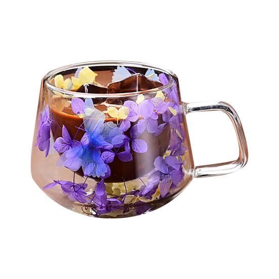 Кружки для кофе с двойными стенками из высокоборосиликатного стекла с красочным лепестковым дизайном