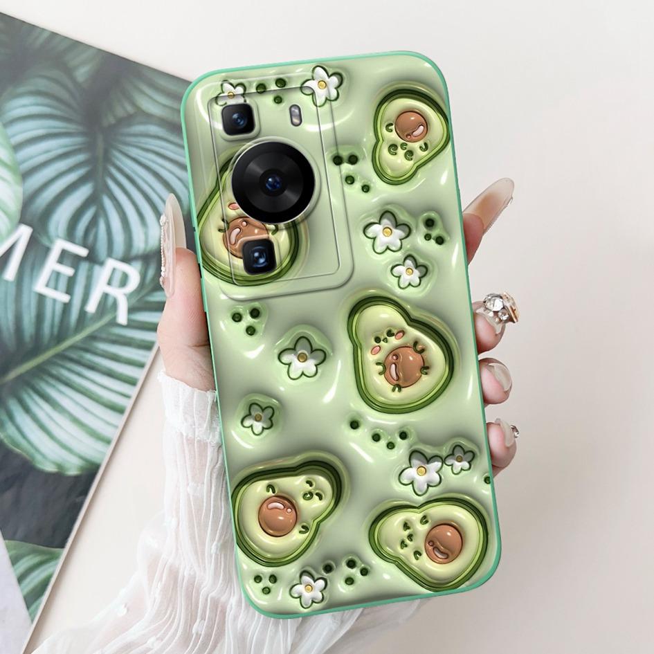 For Huawei P60 Pro Case MNA-LX9 Shockproof Cover Cute Cartoon Square Lens Protection Bumper For Huawei P60 Art P 60 P60Pro Funda