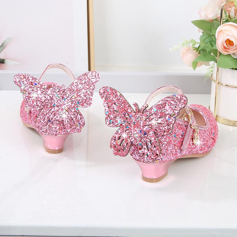 2025 Новые корейские туфли принцессы с кристаллами и пайетками для девочек с мягкой кожаной подошвой