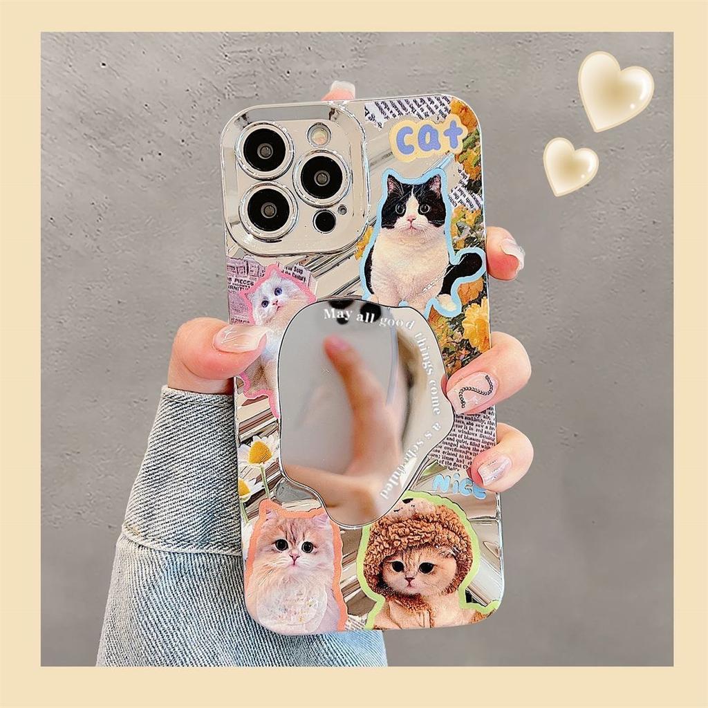 Роскошный чехол для телефона Make UP Mirror Wave для iPhone 13 11 16 Pro Max 14 15 12 16promax 15promax с рисунком собак, кошек и животных