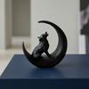 3D-печатная статуэтка воющего волка, фигурка волка на луне, черная скульптура волка для дома, офиса, кабинета, настольного декора
