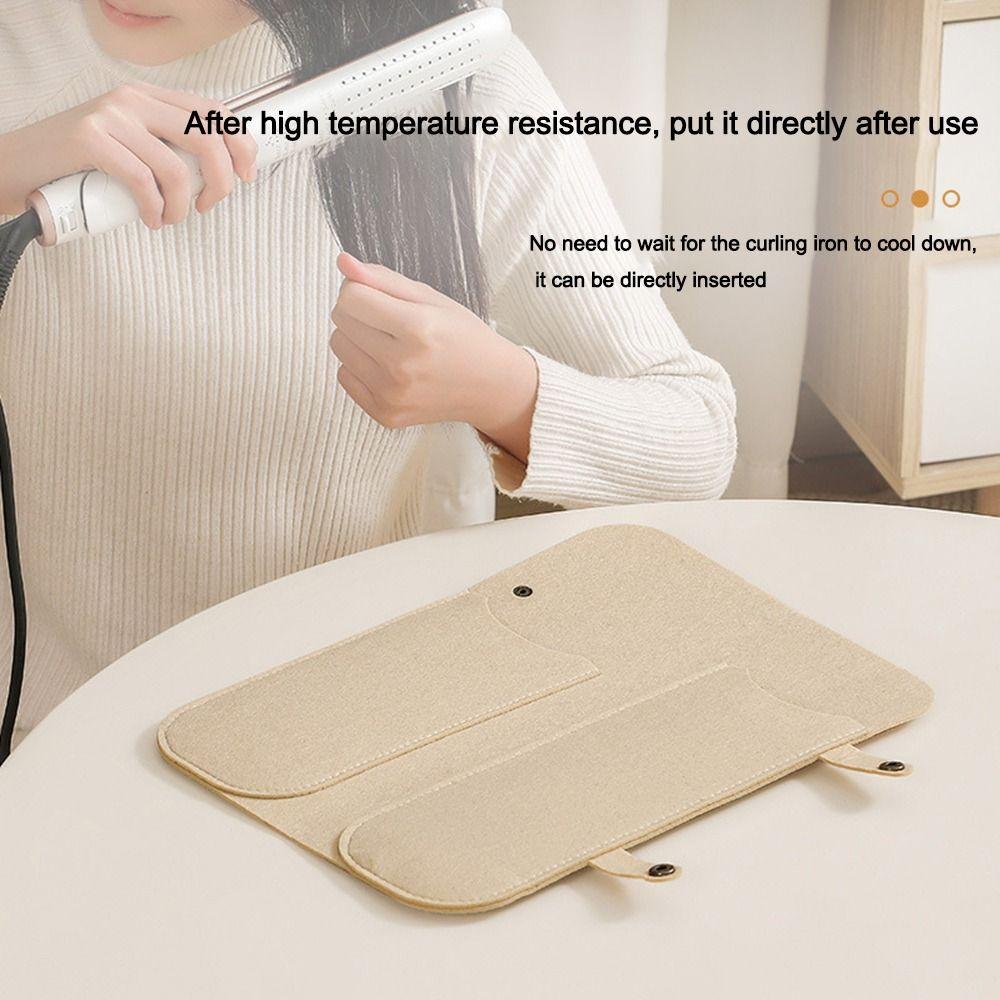 Felt Curling Iron Storage Bag Portable Heat Resistant Straightener Felt Bags Hair Curling Wand Cover Curling Iron Straightener