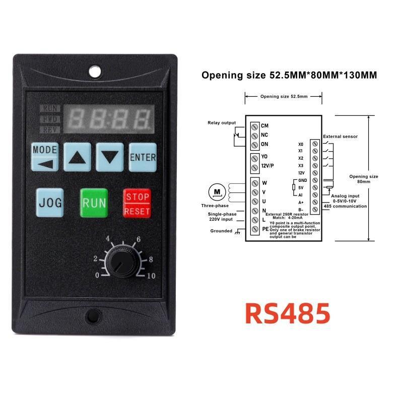 Driver Miniature Frequency Converter MCU Single Phase Input Simple Frequency Converter VFD 750W/1500W RS485 Three-Phase Motor