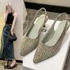 2026 New Arrival Pointed Sandals for Women High Heels Sandalias De Mujer Summer Comfortable Slip on Low-heeled Slingbacks Shoes
