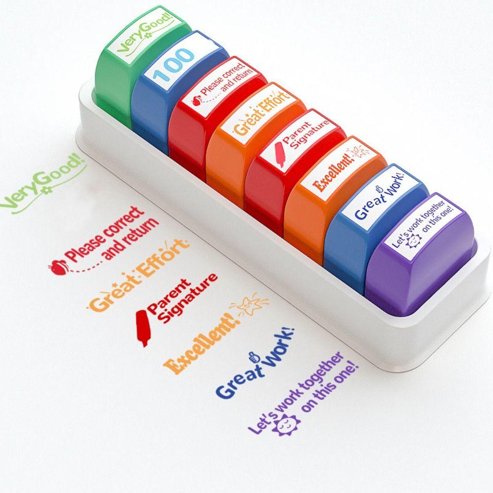 8 Pcs/set 5 Pcs/set Student Praise Teacher Auto-Refilling Stamp Set Teacher Supplies  Kids Gifts
