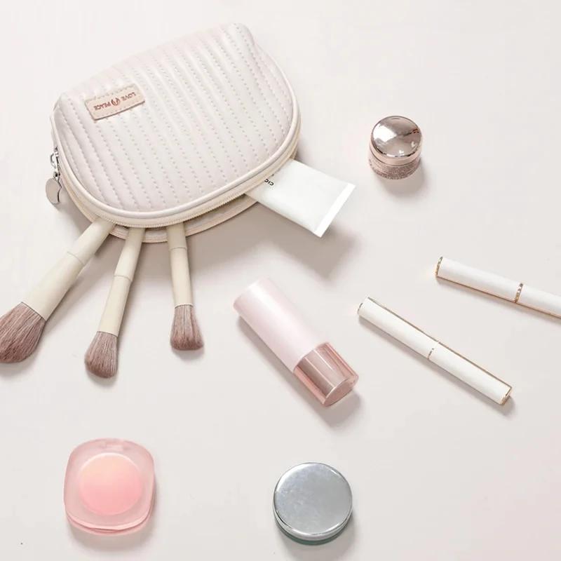 Korean Style Creamy Color Makeup Bag Storage Bags Storage Organization Fashion PU Women's Cosmetic Brush Lipstick Bag Organizer