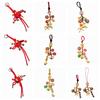 Retro Chinese Phone Chain Cute Fortune God Keyring Hand-woven Plutus Lucky Keychain  Decoration
