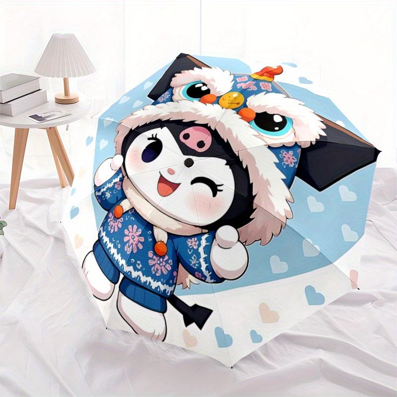 1pc Lion Dance Kuromi Automatic Opening and Closing Umbrella - Small Umbrella Suitable for Various Occasions, Portable 3-Fold Small Umbrella for Men a