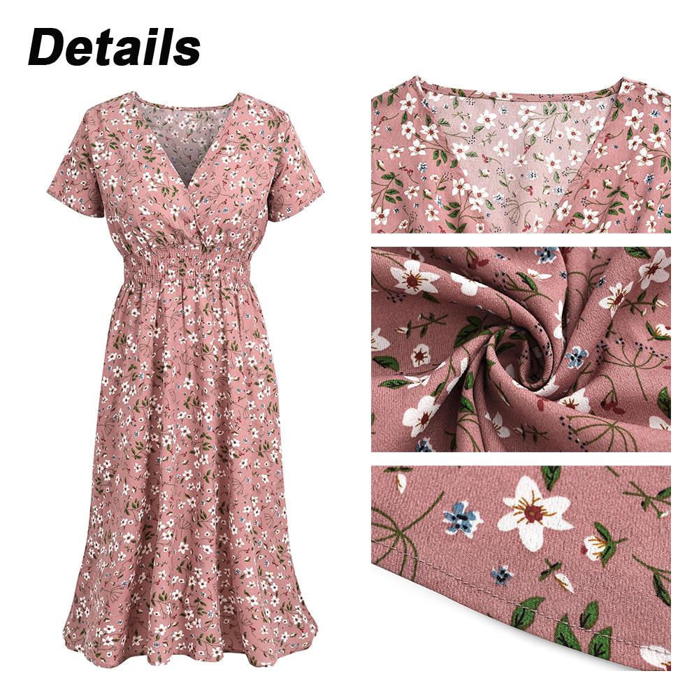 Lapa Женское богемное платье-миди в стиле бохо с V-образным вырезом и цветочным принтом