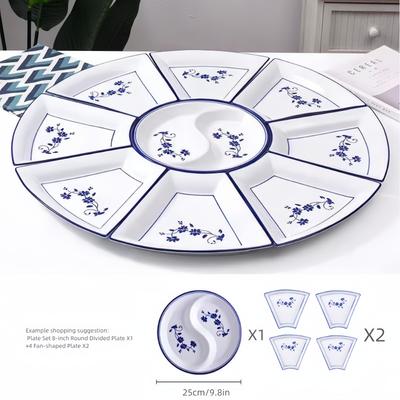 Набор фарфоровой посуды синего и белого цвета, обеденный стол для семейного сбора, сервировочная посуда для воссоединения, сервировочные тарелки