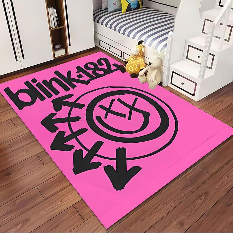 Blink-182 Logo Pink Carpet suitable as a non-slip mat for the living room or bedroom sofa