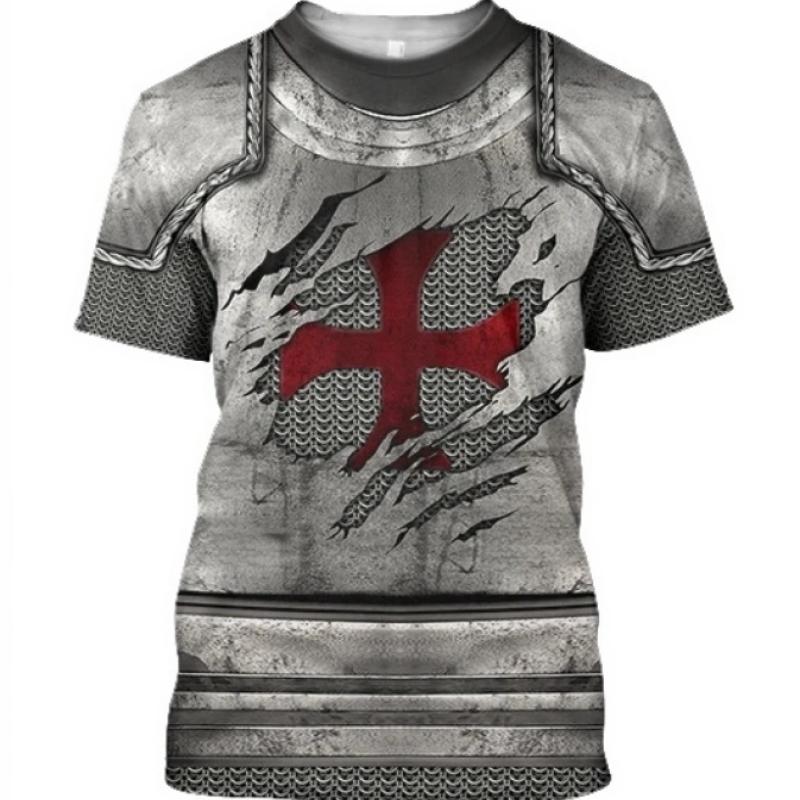 Medieval Armor 3D Printed Viking Cosplay Men's Summer Vintage Crewneck Short Sleeve Hip Hop Kids Street Funny Casual T-shirt Top