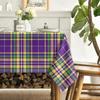 Horaldaily Mardi Gras Tablecloth 60×104 Inch Rectangular, Buffalo Plaid Green Yellow Purple New Orleans Brazil Carnival Washable Seasonal Table