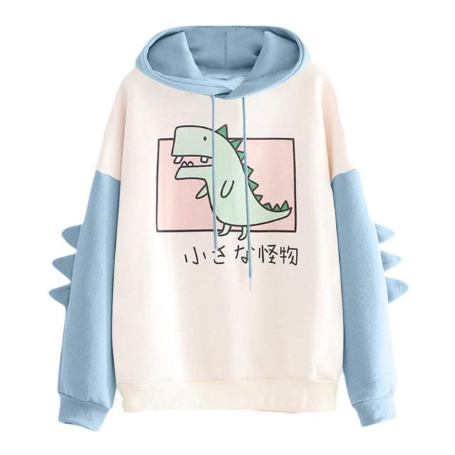 Cute Dinosaur Hoodies Women Sweatshirt Pullovers Tops Harajuku Hooded Girls Female Teens Hooded Clothes 2023