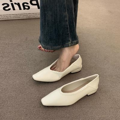 Французские нишевые коричневые туфли-лодочки на низком каблуке женская обувь 2025 весна и осень толстый каблук темперамент острый носок для работы вечерние бабушкины туфли