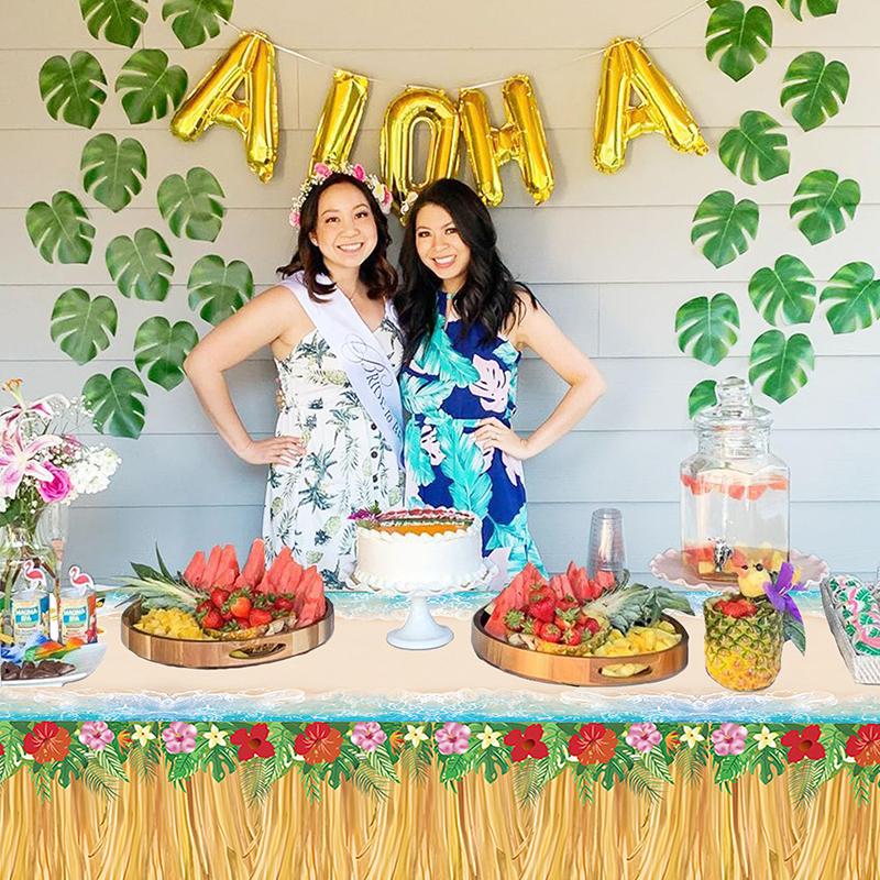 1 шт. Гавайская скатерть одноразовая с рисунком цветов и травы фламинго, летняя пляжная, для украшения празднования дня рождения, товары для вечеринки
