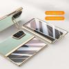 Гальванизированный чехол из гладкой кожи на пружинных петлях для Samsung Galaxy Z Fold 7, всесторонняя защита, задняя крышка из закаленного стекла