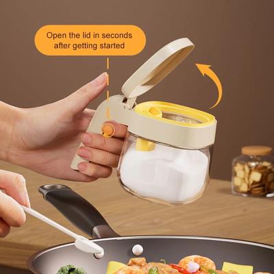 1 шт. Стеклянная креативная ручка для кухонной банки для приправ, переворачивающаяся коробка для приправ, прозрачное стекло с ложкой