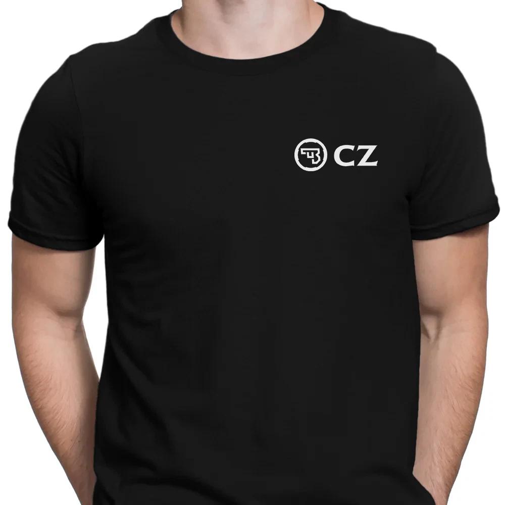 Черная хлопковая футболка с логотипом CZ Gun Streetwear Подарок для фаната