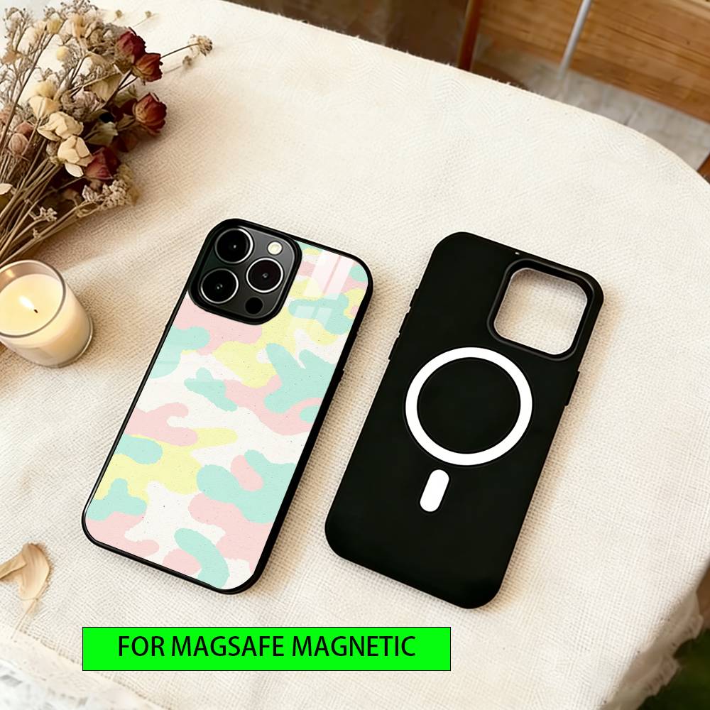 Bright Camouflage Pattern Phone Case For iPhone17,16,15,14,13,12,11 Plus,Pro Magnetic with Magsafe Wireless Charging